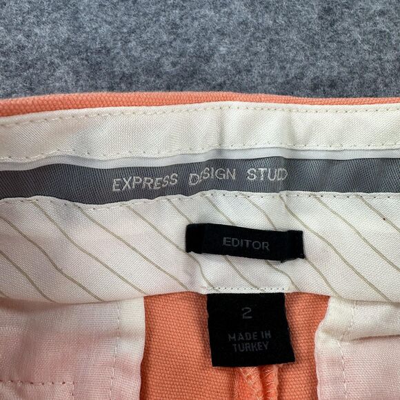 Express Editor Pants Womens 2 Orange Cropped Wide Leg Dress Cotton Stretch - Picture 4 of 13